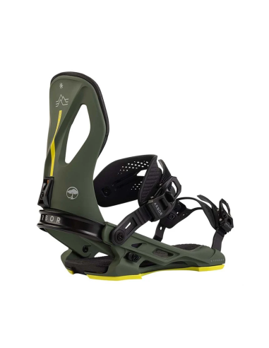 Arbor 2025 Pat Moore Cypress Snowboard Bindings - Green / Black rembourrage situé sous